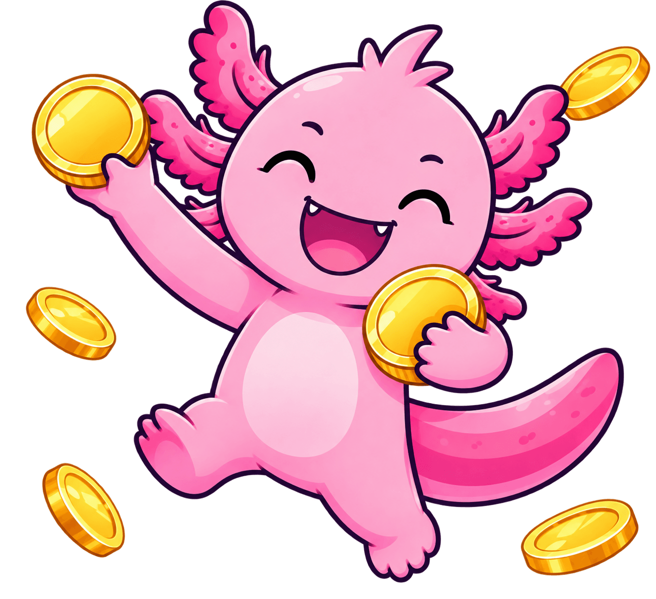 Lazey holding a pile of coins
